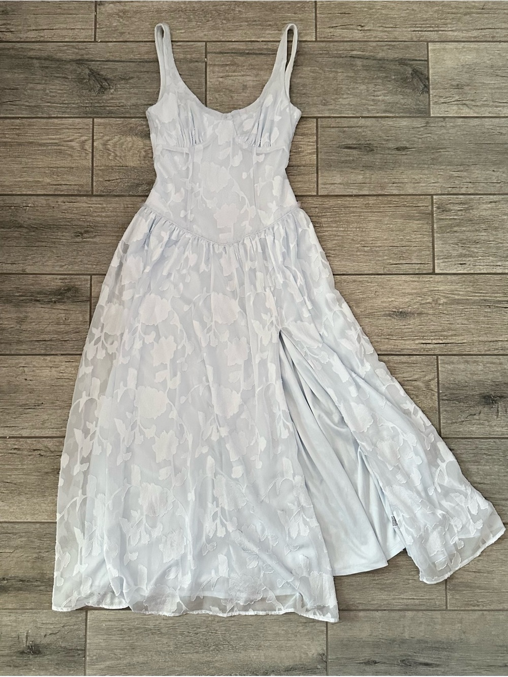 Wild Fable Ice Blue Devore Burnout Floral Corset Maxi Dress